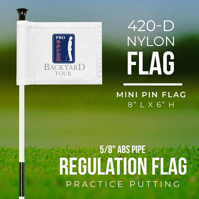 WATSY Golf Flag 8x6 Inch – 420D Nylon Double-Sided Mini Pin Flag with Tube Inset, Practice Putting Green Flags for Yard (BACKYARD TOUR) - Image 3